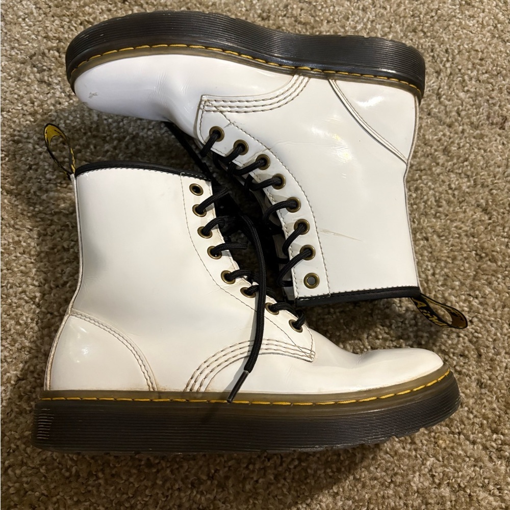 Dr. Martens White Boots with Black Soles - Picture 2 of 10
